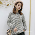 Autumn Winter Long Sleeves stripe sweater women crew neck women cape loose sweater stripe